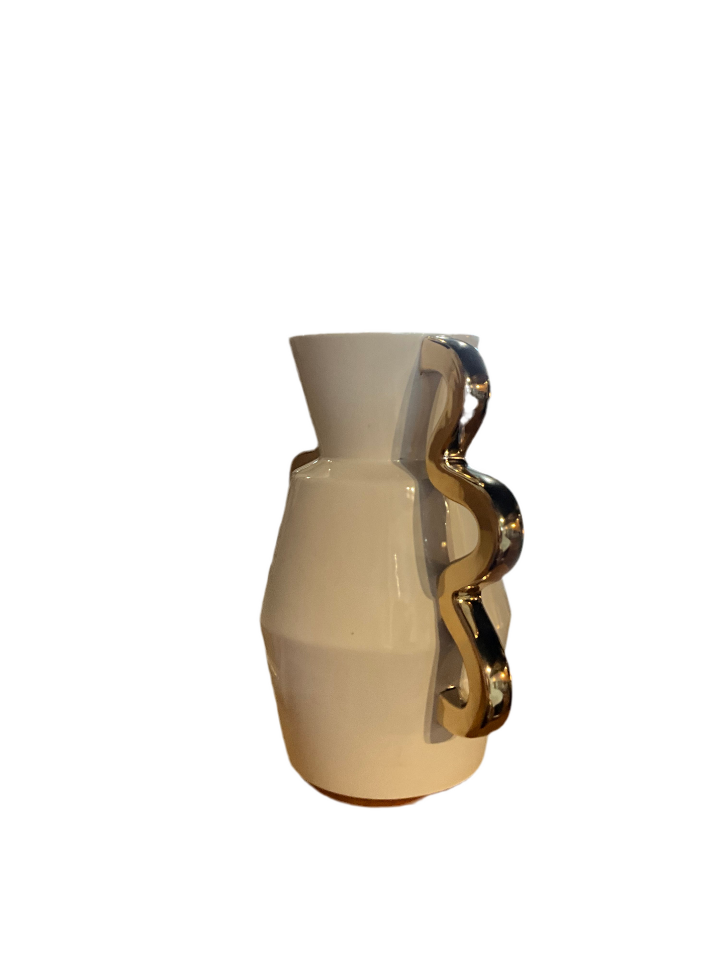 French ceramic white and gold vase