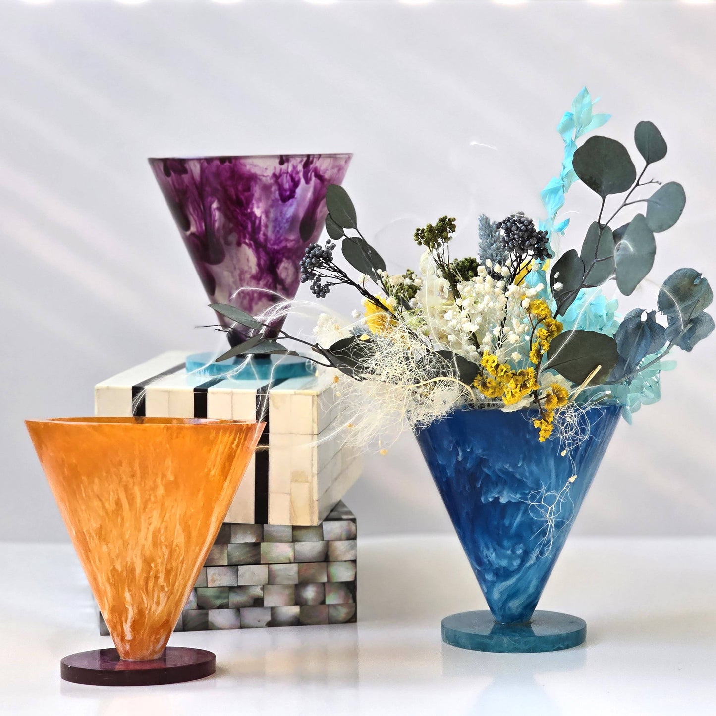 Handmade Multi Color Resin Flower Vases - Dry Flowers Pot