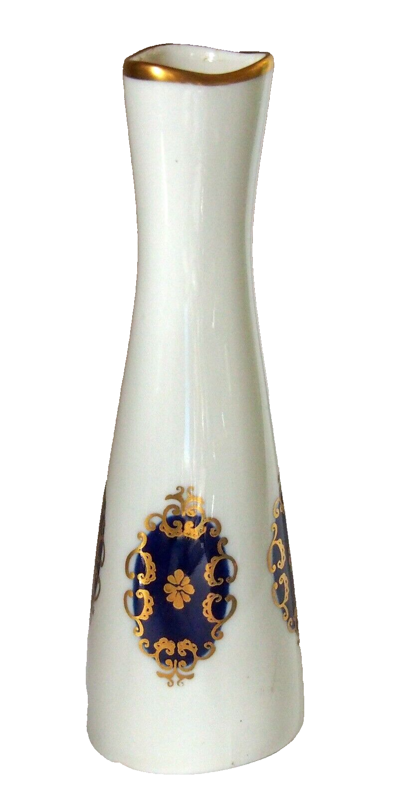 White and blue Echt Kobalt small porcelain vase