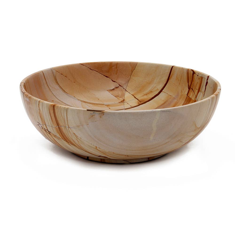 12" Laurus Collection Teak Stone Decorative Bowl