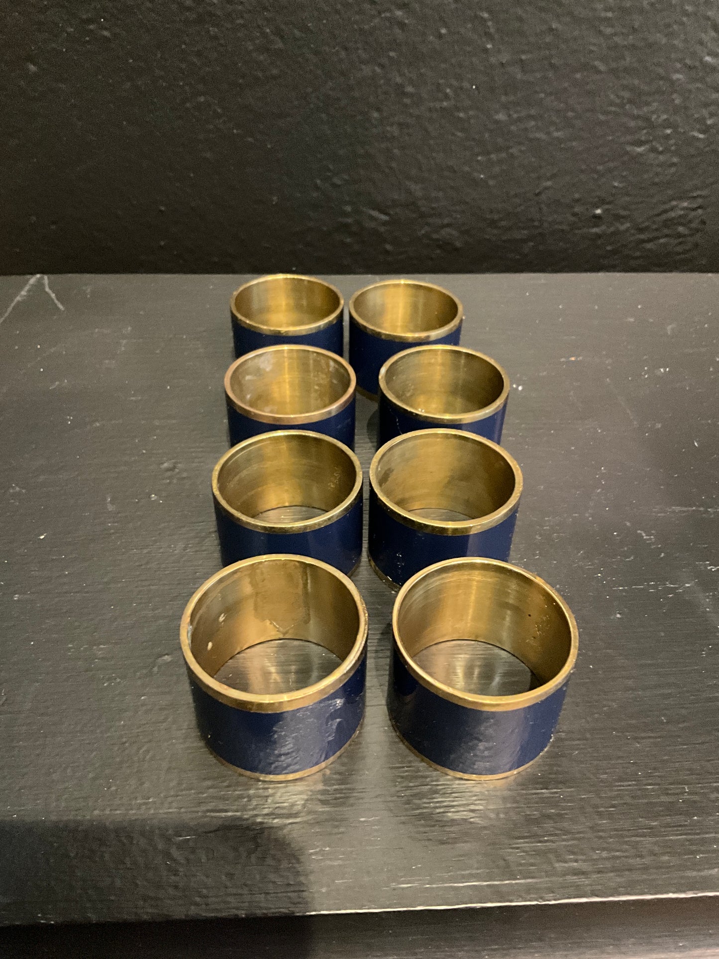 French Brass and Enamel Napkin Rings
