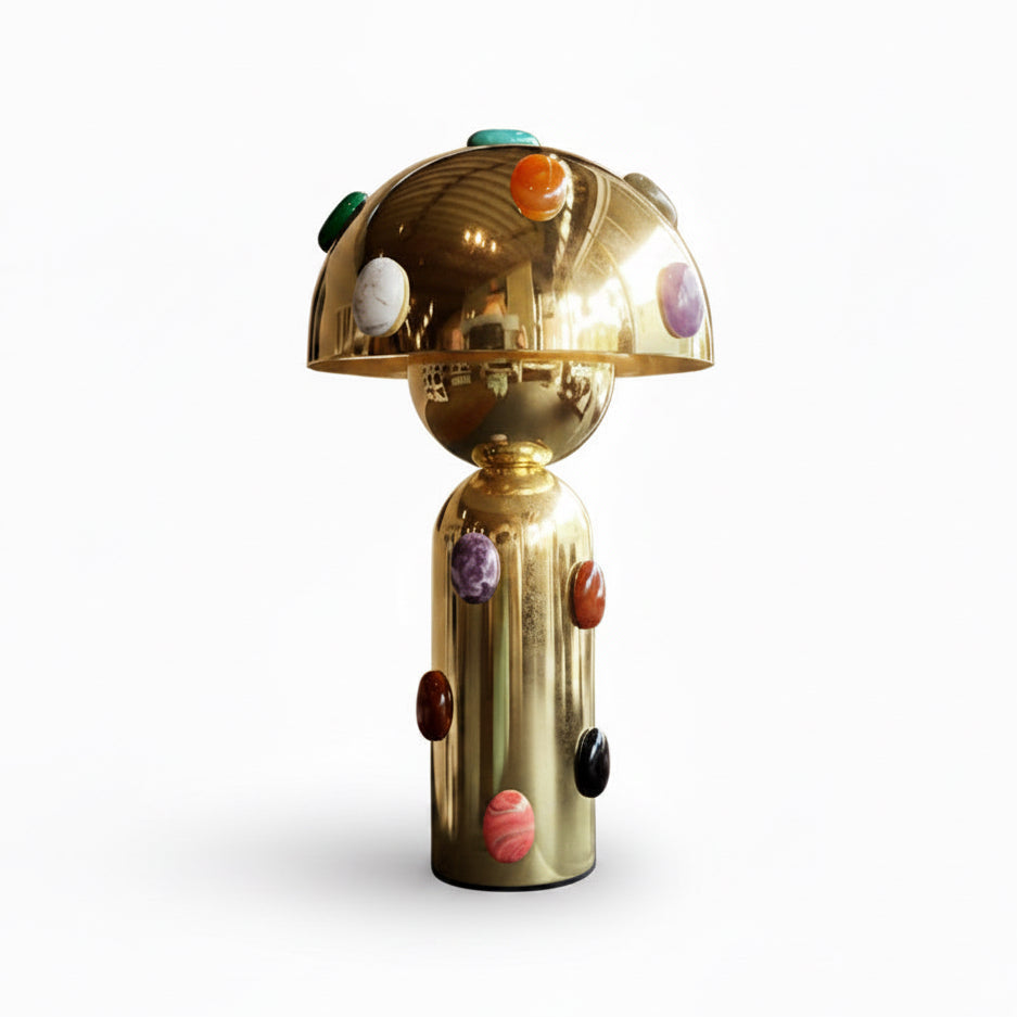 P. Grunsfeld Stoner Brass Wireless Lamp by The Vault Creative, featuring a modern brass design with a sleek, contemporary look.