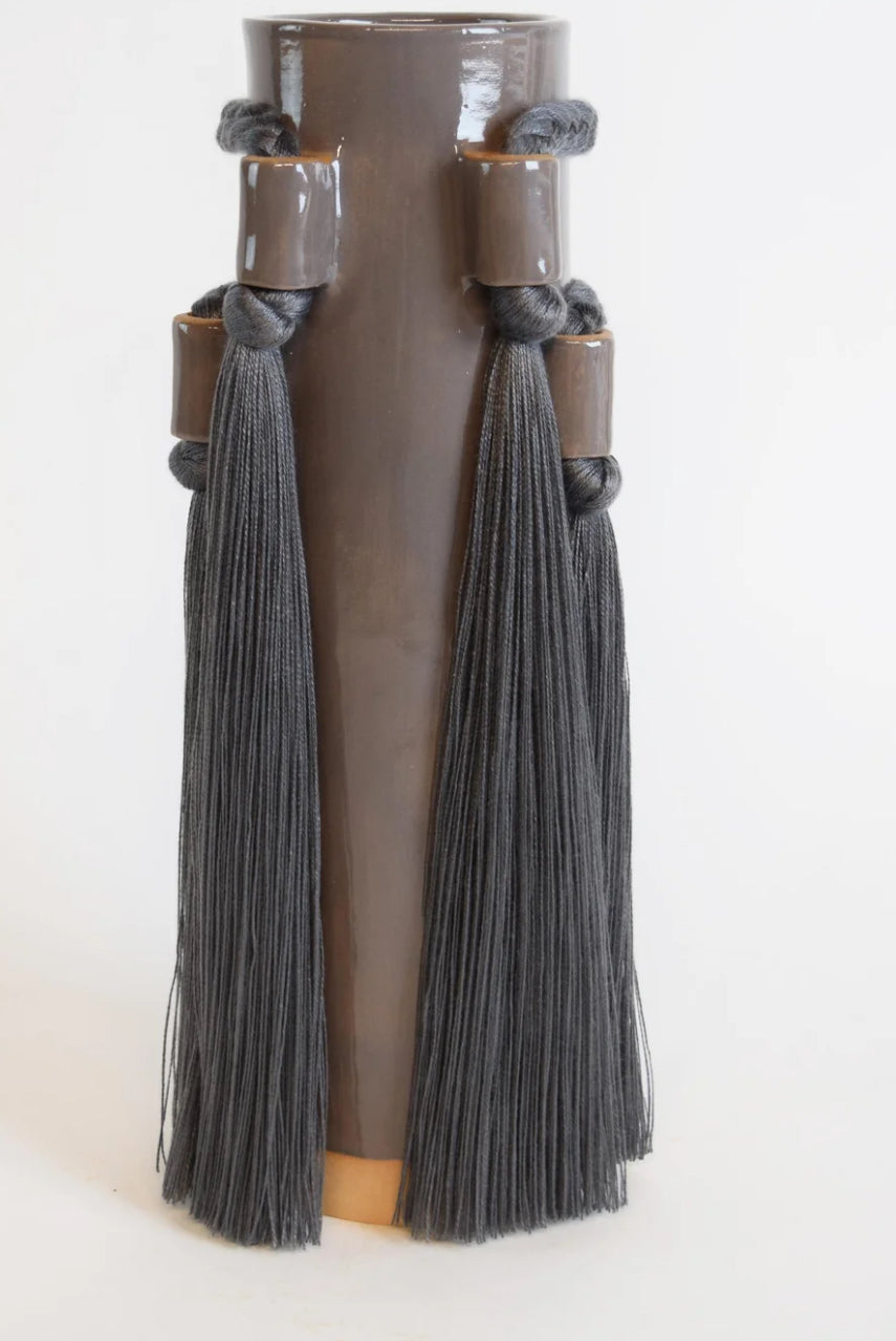 Charcoal ceramic vase by Karen Tinney from The Vault Creative, featuring a sleek, modern design suitable for home decor.