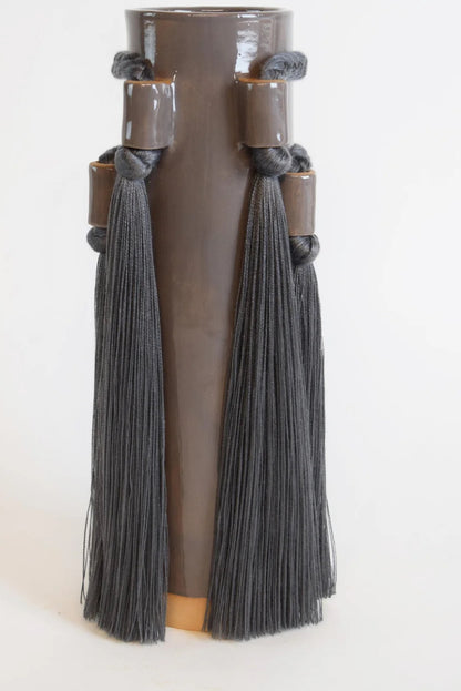 Charcoal ceramic vase by Karen Tinney from The Vault Creative, featuring a sleek, modern design suitable for home decor.