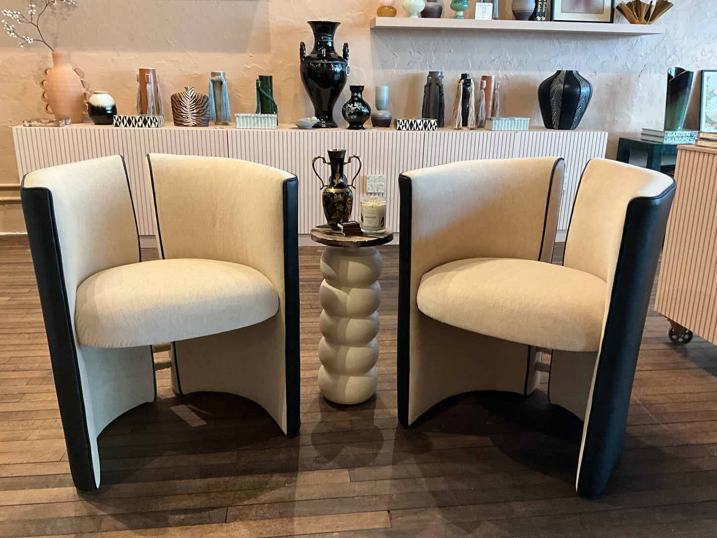 Mohair and Leather Split Back Chair