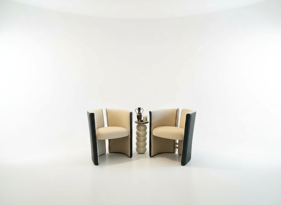 Mohair and Leather Split Back Chair