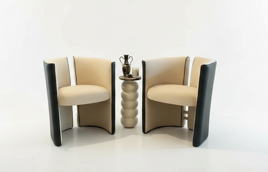 Mohair and Leather Split Back Chair