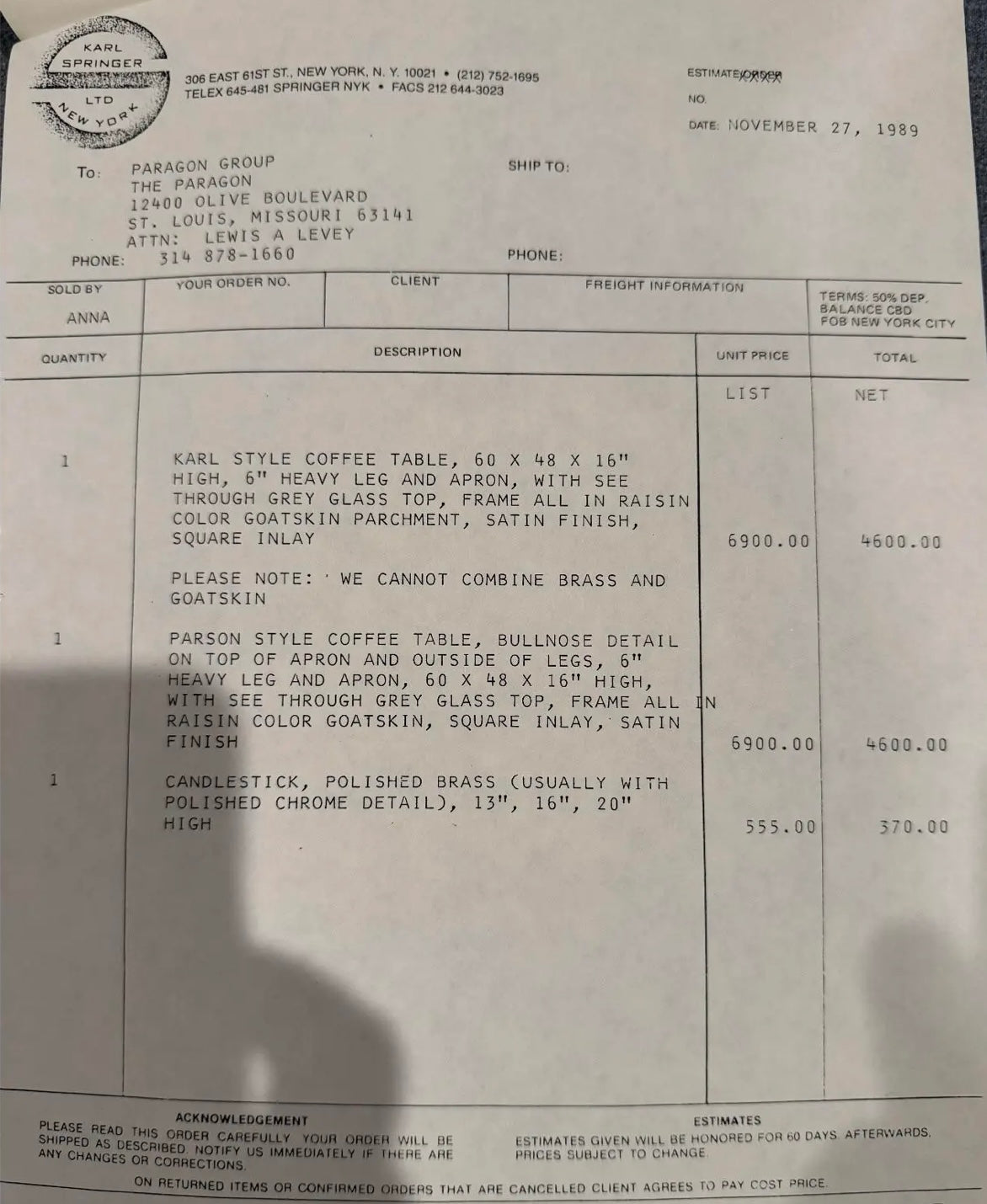 Karl Springer Custom Table