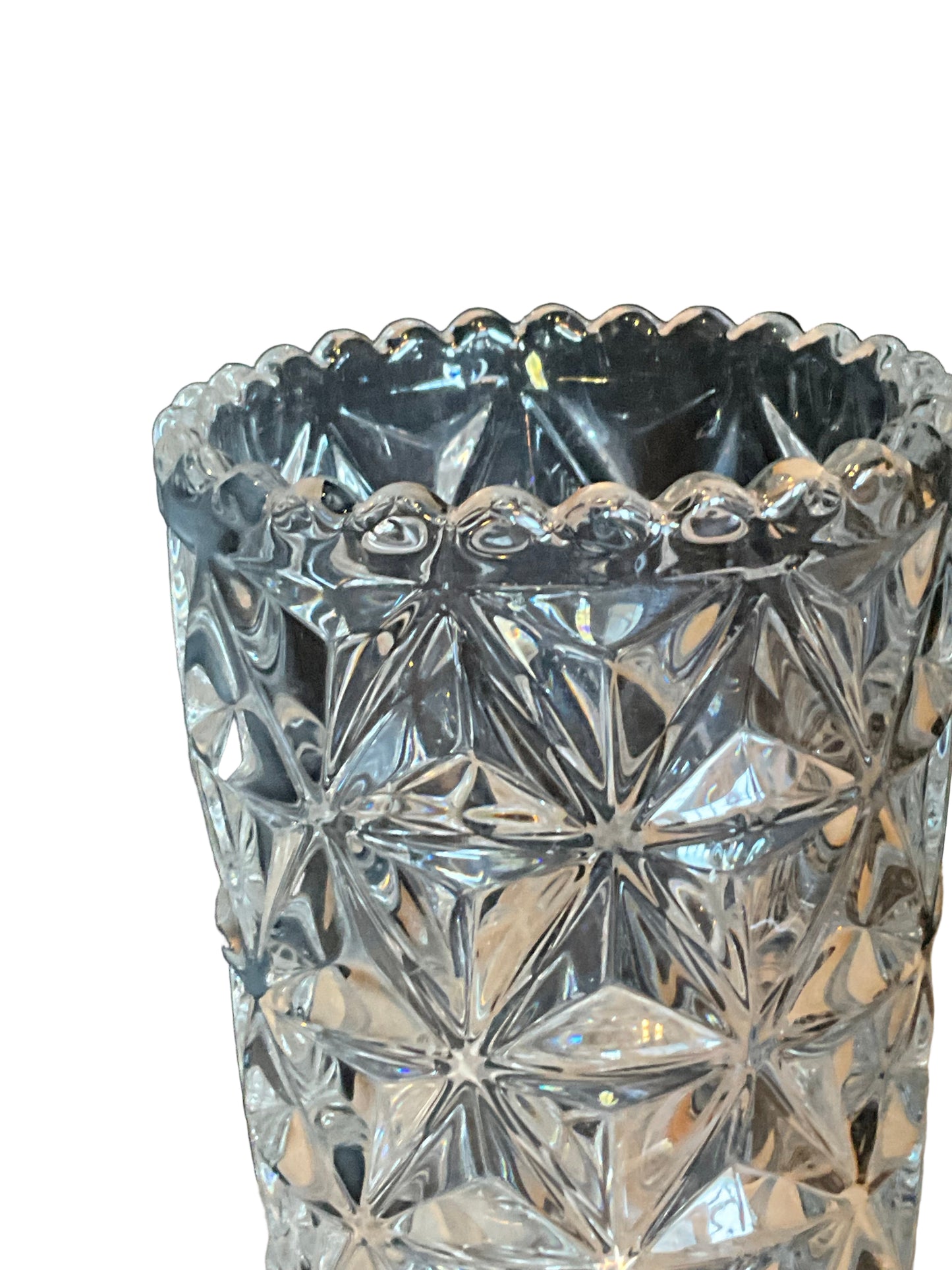 Mid Century Glass Scalloped Vase