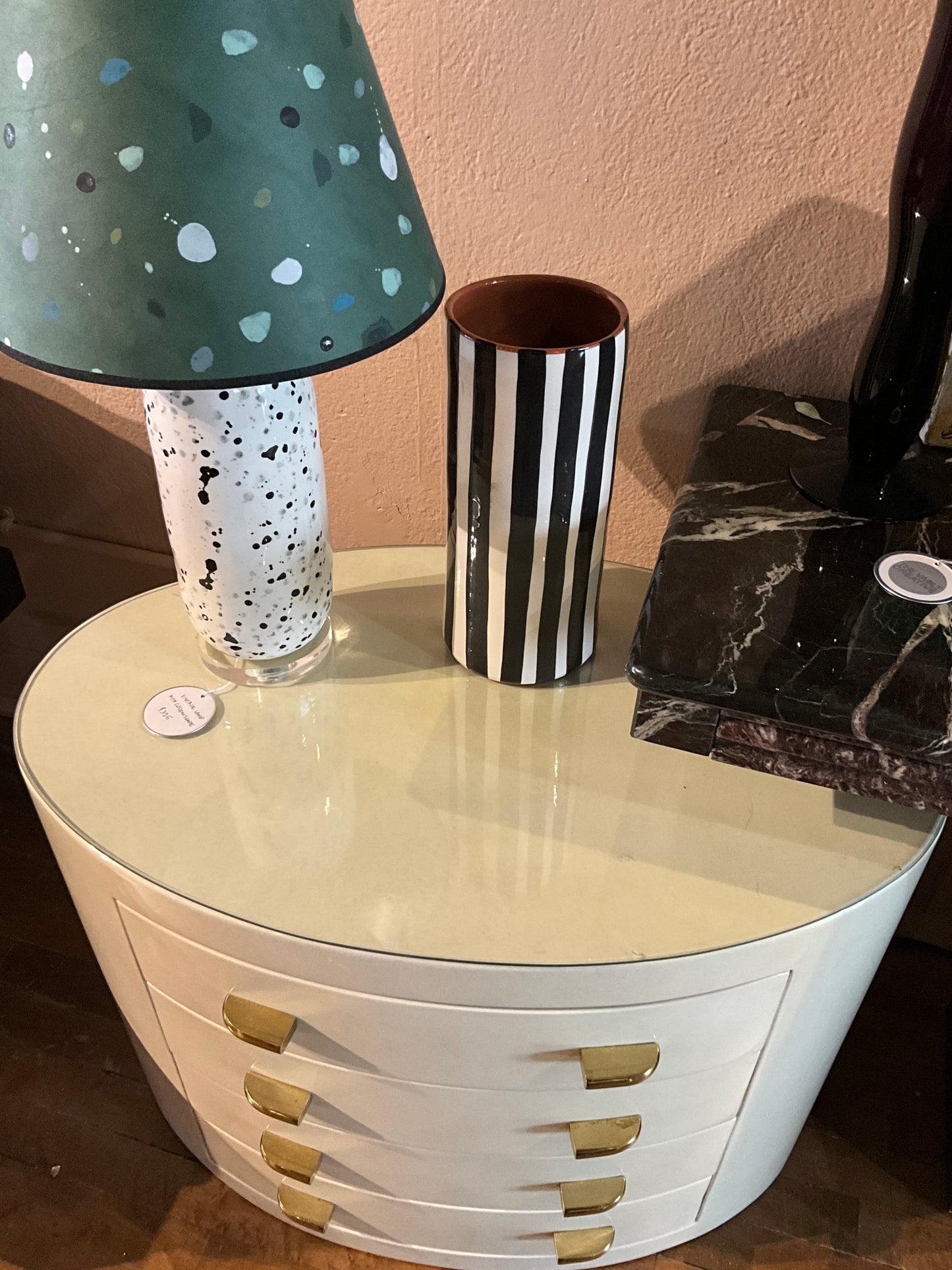 Pair of Lacquered Cream Sidetables