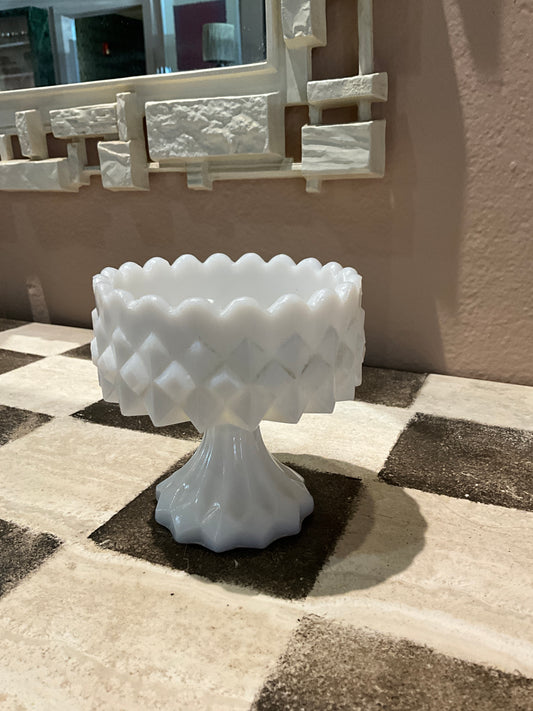 Milk glass candy dish