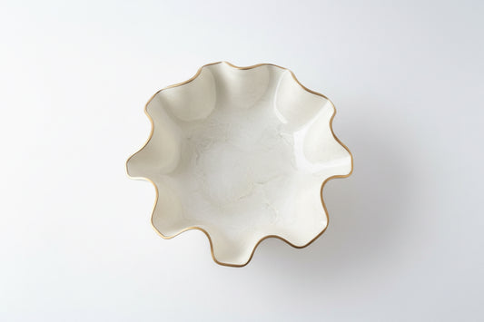 Big cream gemstone resin bowl by The Vault Creative, featuring a smooth, polished surface and elegant gemstone-inspired design.