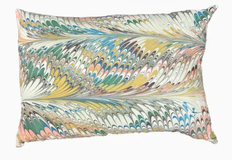 Flatiron Feathers Hand-Marbled Pillow