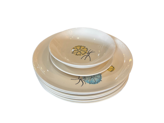 1950’s Flower China (set of 6 + platter)