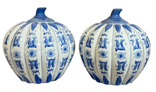 A Pair of Glazed Pumpkin Ginger Jars