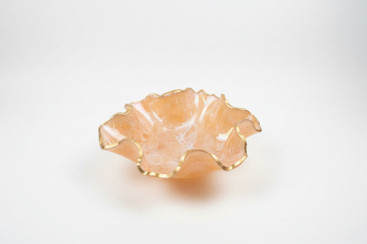 Small Champagne gemstone resin bowl by The Vault Creative, featuring a glossy, decorative design perfect for display or storage.