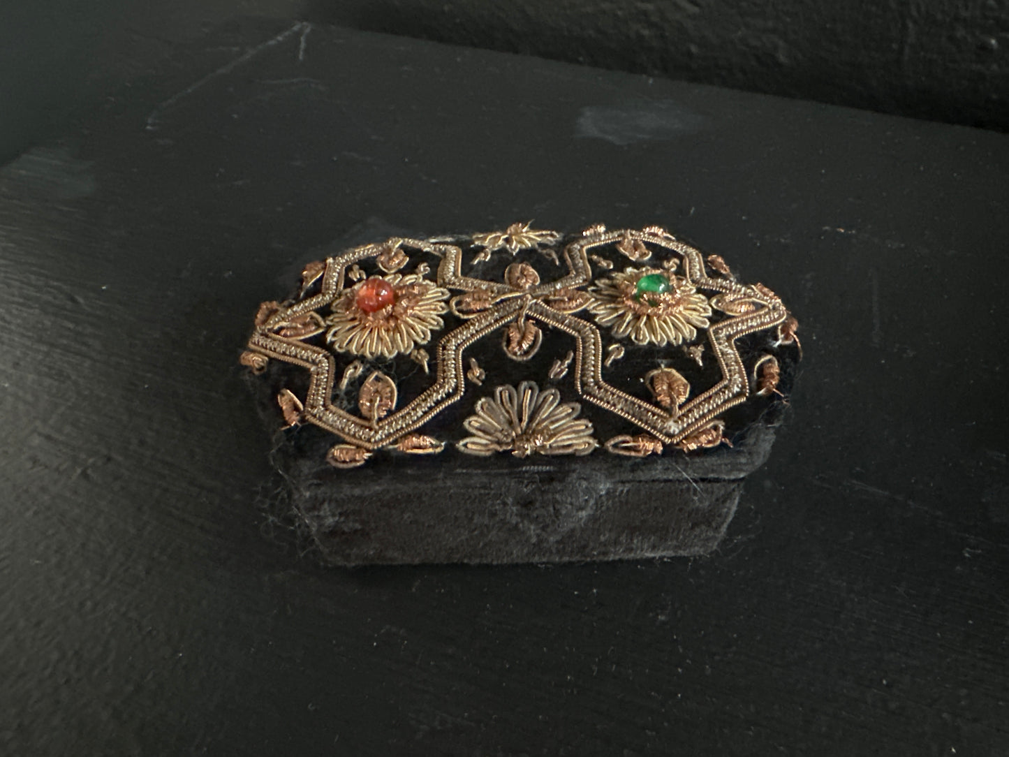 French Velvet Embroidered Box
