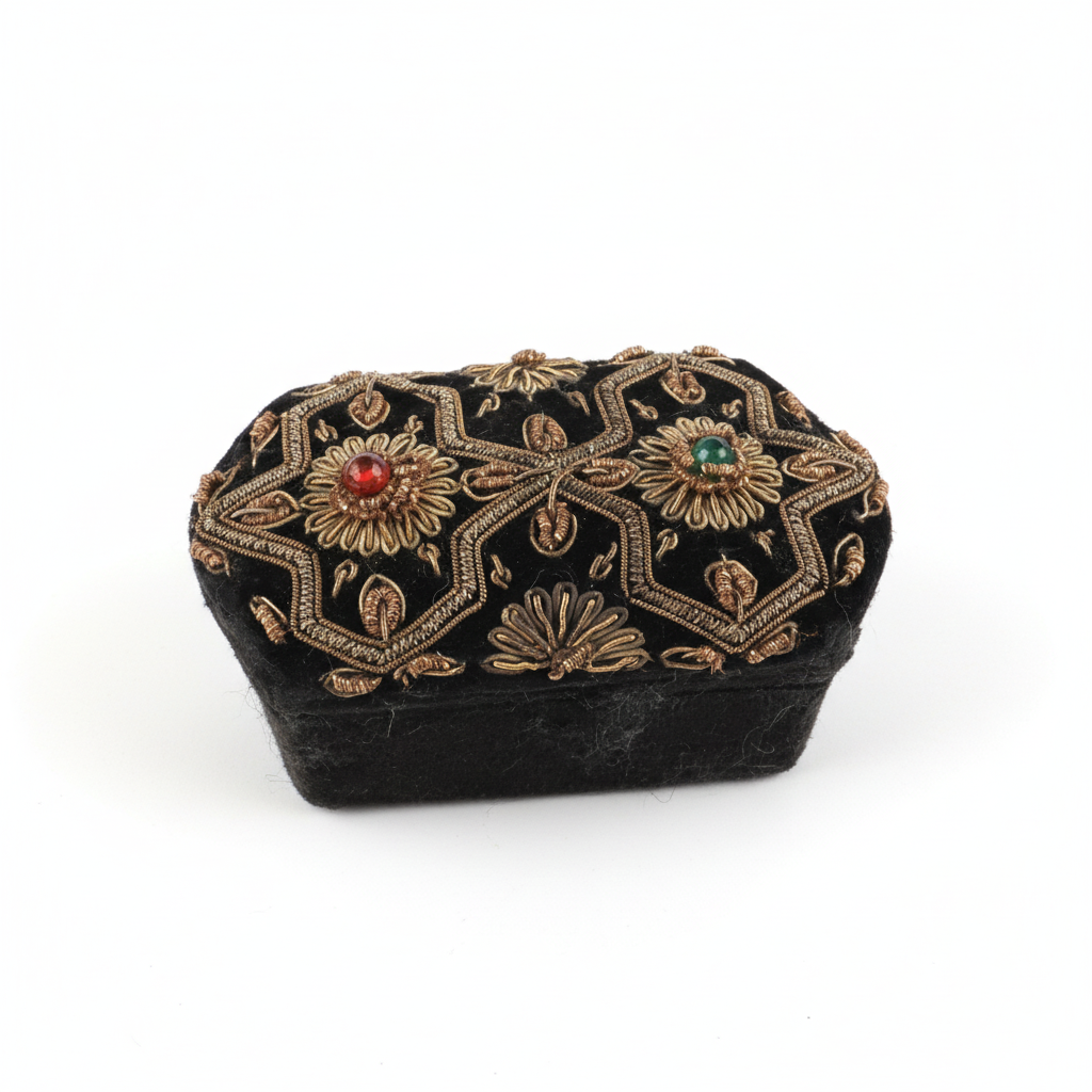 French Velvet Embroidered Box
