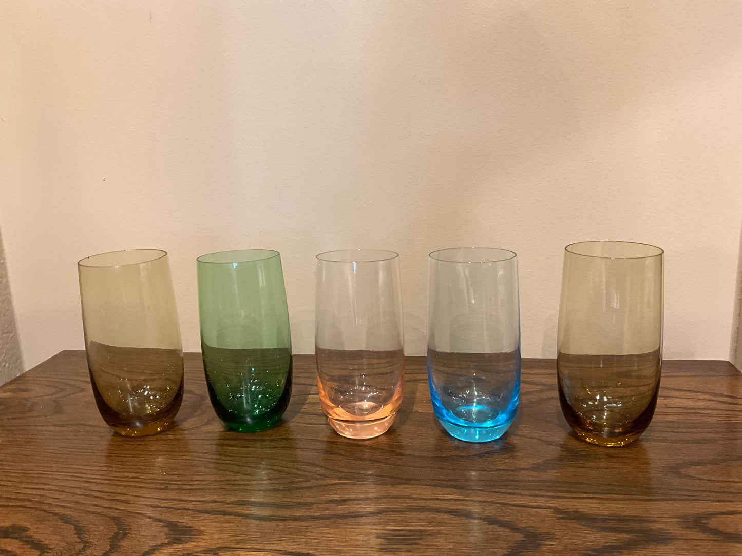 5 Colored Tall Drinking Glasses,