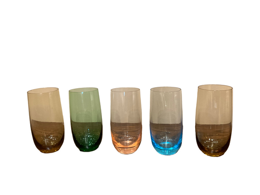 5 Colored Tall Drinking Glasses,