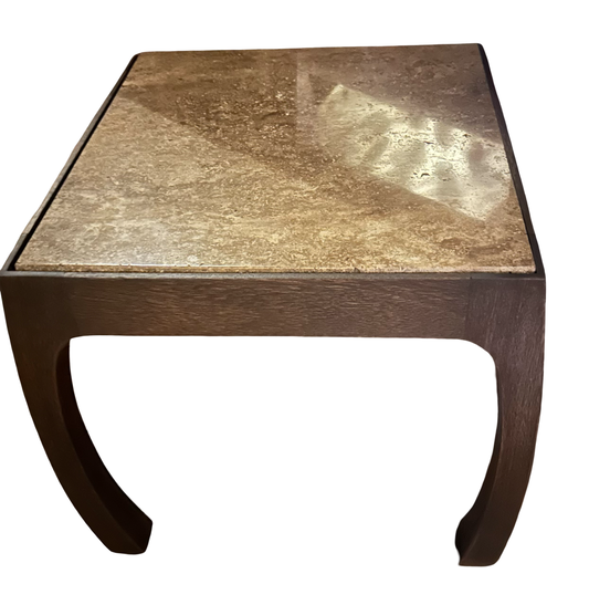 Midcentury Wood and Stone Side Table