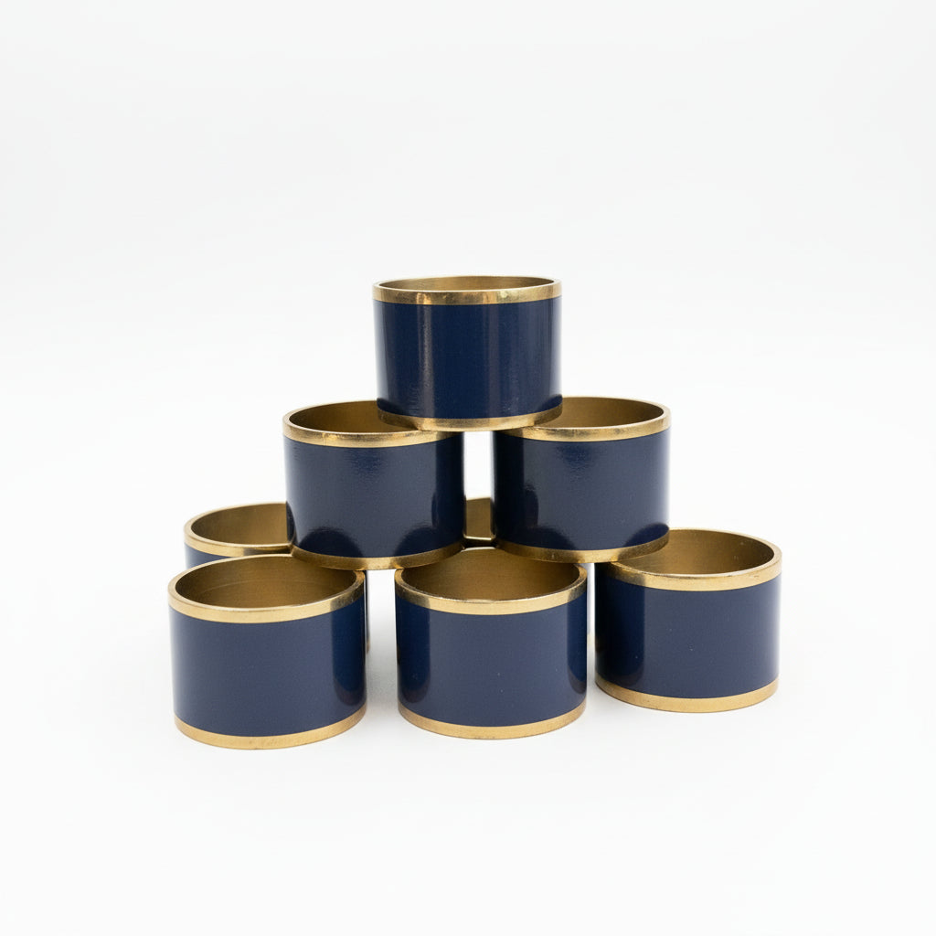 French Brass and Enamel Napkin Rings