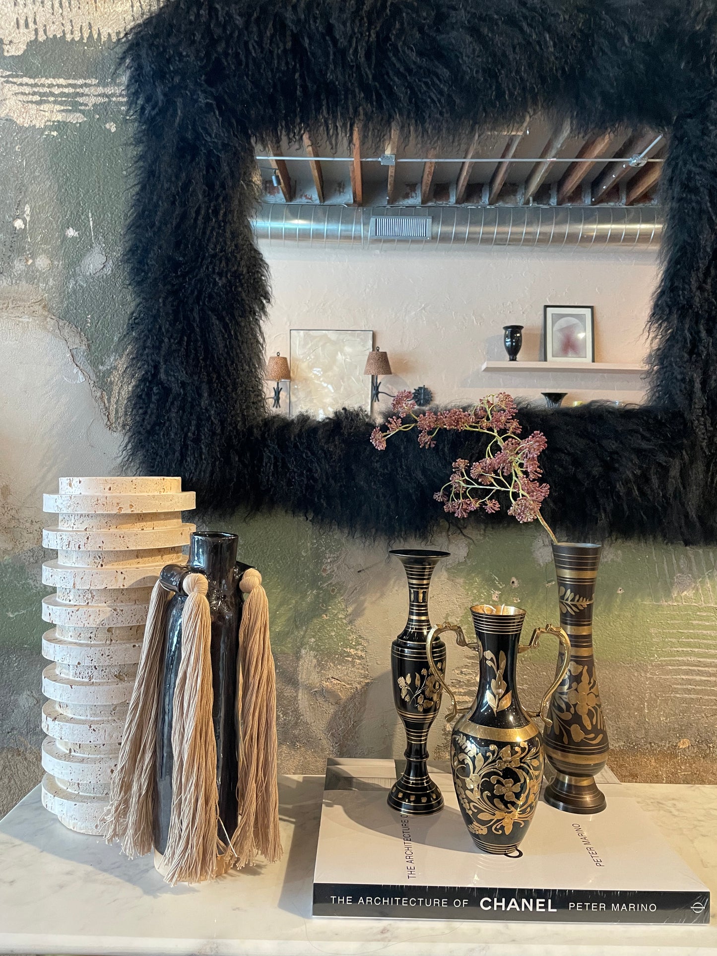 Metal engraved vintage vase