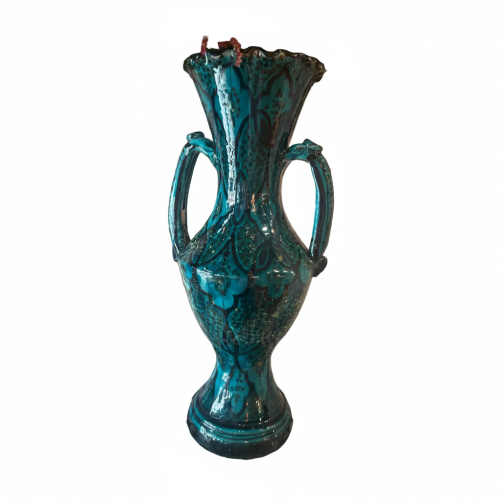 Vintage Moroccan Teal Vase Blue decorative vase 