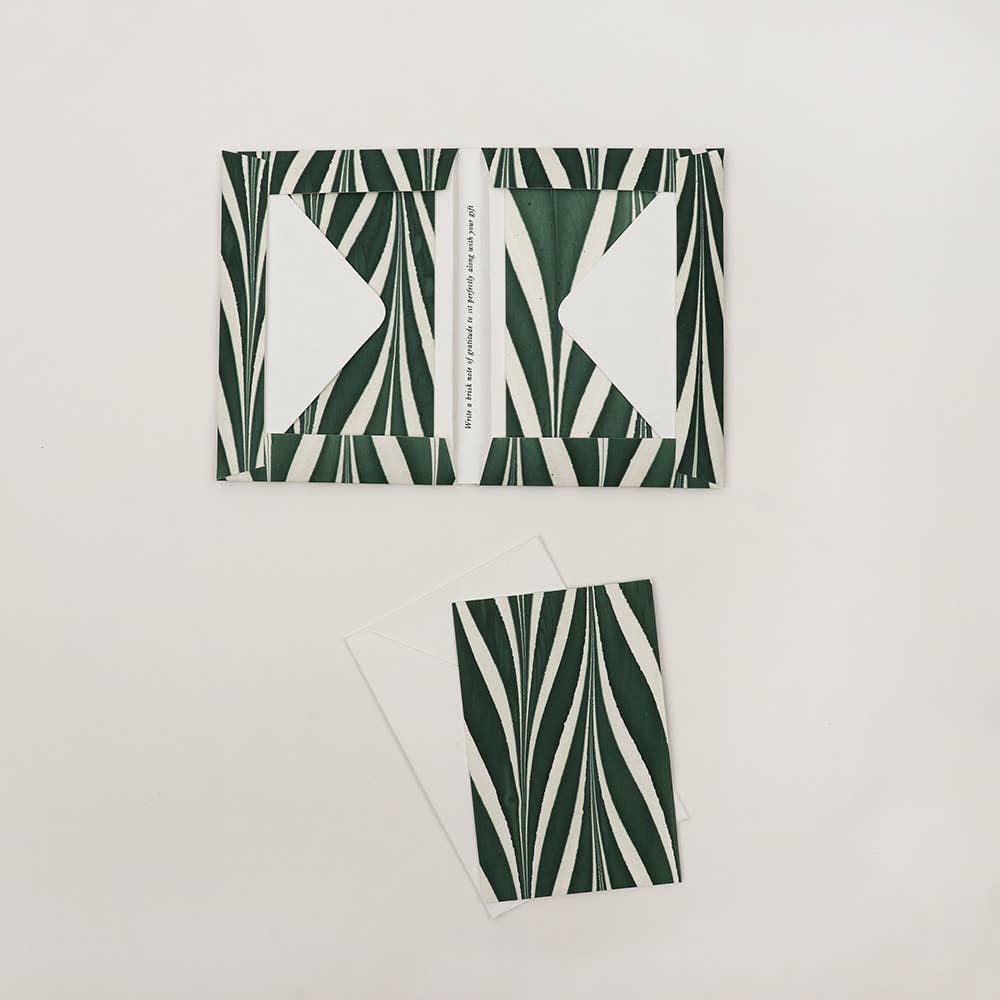 Green Hand Marbled Greeting Card Set